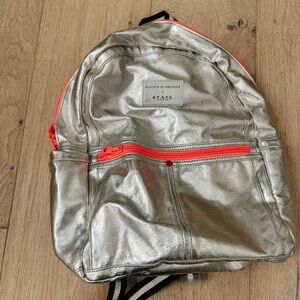 STATE Metallic Backpack with Bold Orange Details